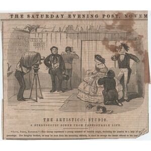 Antique Saturday Evening Post Clipping The Artistic Studio Woodcut 1850-1860